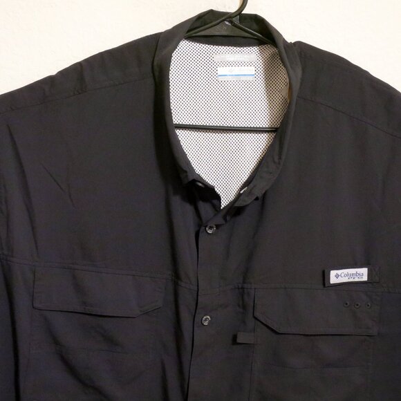 Columbia Shirt Mens 4XT Short Sleeve Button PFG Omni Shade Vented Fishing Black - Picture 1 of 9